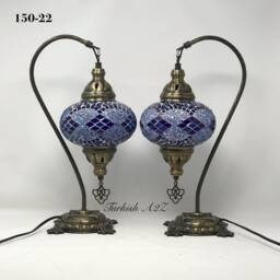 Pair Of Swan Neck Mosaic Table Lamp, Large Globe, Id150 - thumbnail 2