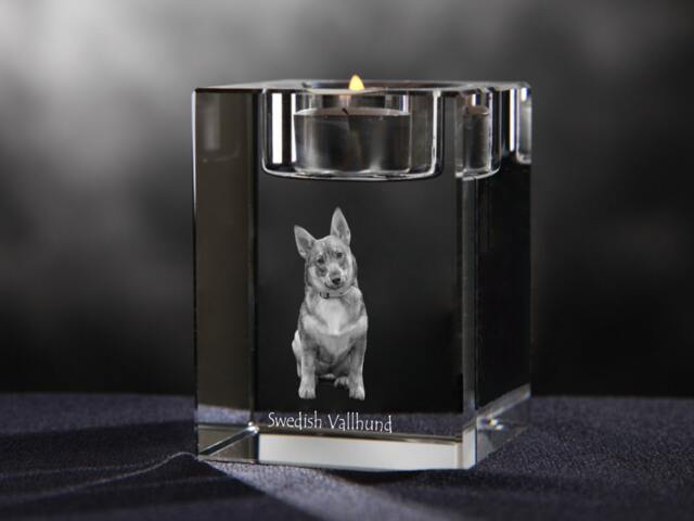 Swedish Vallhund - Crystal Candlestick With Dog, Souvenir, Decoration, Limited Edition, Collection - image 1
