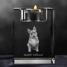 Swedish Vallhund - Crystal Candlestick With Dog, Souvenir, Decoration, Limited Edition, Collection - thumbnail 3