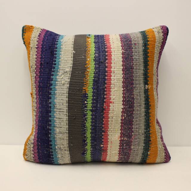 Handmade Wool Kilim Pillow Cover, 20x20 Bohemian Throw - image 1