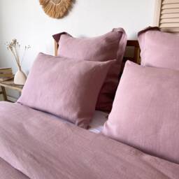 Dusty Rose Linen Duvet Cover, Sustainable Bedding, Quilt Zipper Cover Buttoned - thumbnail 3