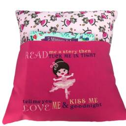 Ballerina Book Cushion Embroidered Reading Pillow, Kids Story Pocket - thumbnail 3