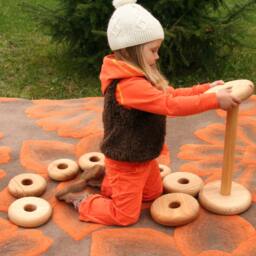 Handmade Wooden Stacking Pyramid Montessori Waldorf Toy, 20cm Base - thumbnail 3