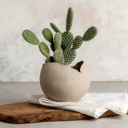 Set Of 3 Concrete Gray Rustic Handmade Eclectic Ceramic Planter Pot, Unique Modern Bohemian Home Decor, Indoor Decorative Planters - thumbnail 3