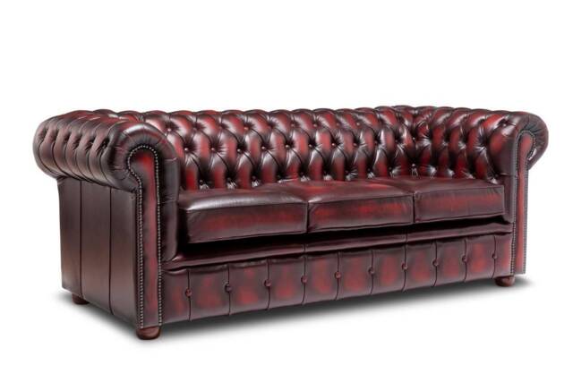 Chesterfield Real Leather Three Seater Sofa Antique - 4 Colours - image 1
