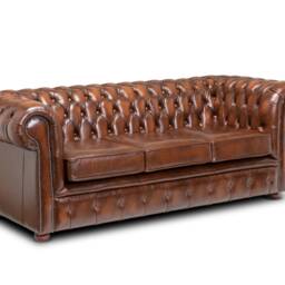 Chesterfield Real Leather Three Seater Sofa Antique - 4 Colours - thumbnail 3