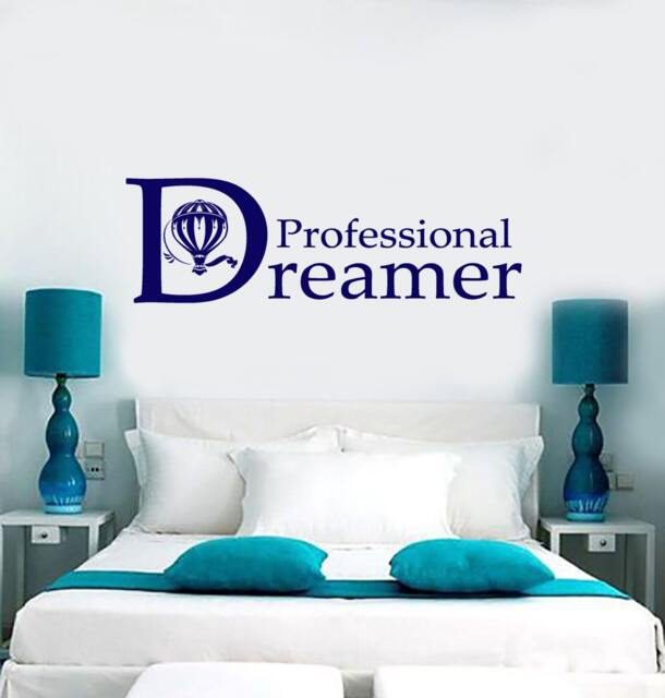 Wall Vinyl Decal Quote Professional Dreamer Hot Air Balloon Traveling Home Office Decor - #1073Dz - image 1