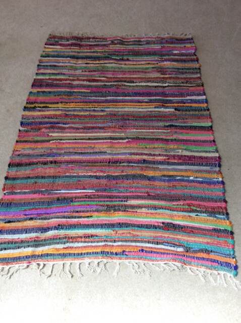 "Rag Rug/Chindi Floor J Multi Color Scrap Cotton Ready To Ship 42""x66" - image 1