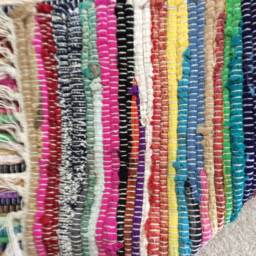 "Rag Rug/Chindi Floor J Multi Color Scrap Cotton Ready To Ship 42""x66" - thumbnail 2