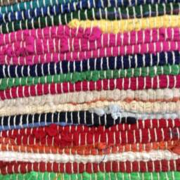 "Rag Rug/Chindi Floor J Multi Color Scrap Cotton Ready To Ship 42""x66" - thumbnail 3