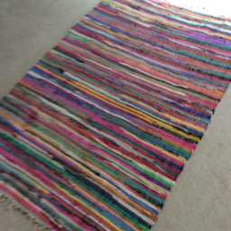"Rag Rug/Chindi Floor J Multi Color Scrap Cotton Ready To Ship 42""x66" - thumbnail 4