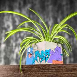 Custom Graffiti Concrete Building Planter, Urban Art Plant Pot - thumbnail 4