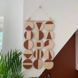 Geometric Terracotta Wall Hanging Scandinavian Style Shapes Art