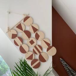 Geometric Terracotta Wall Hanging Scandinavian Style Shapes Art - thumbnail 3