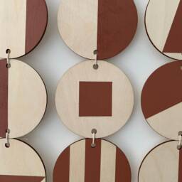 Geometric Terracotta Wall Hanging Scandinavian Style Shapes Art - thumbnail 2