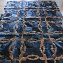 Cowhide Rug Patchwork Black Brown Leather - Handmade Floor Decor - thumbnail 3