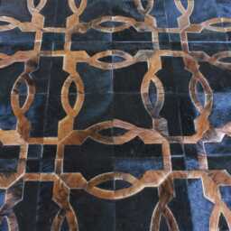 Cowhide Rug Patchwork Black Brown Leather - Handmade Floor Decor - thumbnail 2
