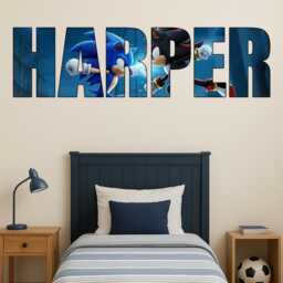Kids Personalised Name Sticker Sonic Shadow Bedroom Wall Decal Boys Girls - thumbnail 2