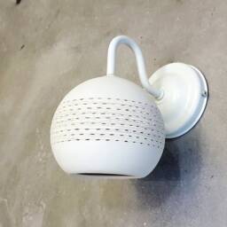 Handmade Off-White Ceramic Wall Sconce Carved Texture Lighting - thumbnail 4