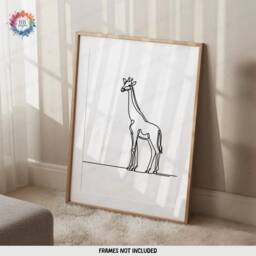 Minimalist Giraffe Prints - Set Of 3 Posters - Line Drawing Decor Print Animal Wall Art Wildlife Gift Minimal Picture Giraffes - thumbnail 3