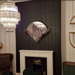 Art Deco Fan Handmade Wall Mirror With Black Glass - thumbnail 2