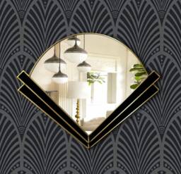 Art Deco Fan Handmade Wall Mirror With Black Glass - thumbnail 1