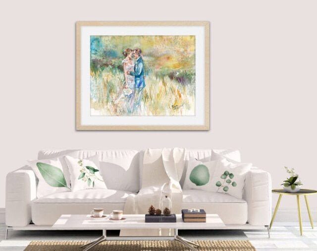 1 Year Anniversary Gift For Him. Custom Painting From Photo. Watercolor Portrait. Anniversary Gift. Personalized Wall Art. Original - image 1