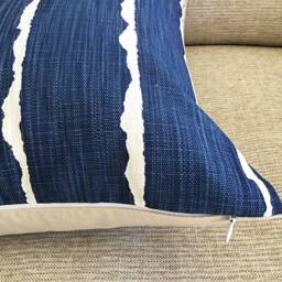 Indigo Blue Coastal Pillow Cover Luxe Linen Cotton, Beach House Decor - thumbnail 3