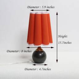 Handmade Scallop Orange Fabric Table Lamp With Ceramic Base - thumbnail 2