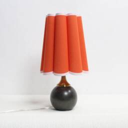 Handmade Scallop Orange Fabric Table Lamp With Ceramic Base
