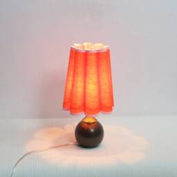 Handmade Scallop Orange Fabric Table Lamp With Ceramic Base - thumbnail 4