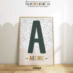 Polka Dot Letter & Name Print -- Boys Nursery Print, Bedroom Playroom Personalised Kids Print, Unframed - thumbnail 3