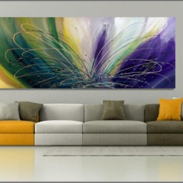 Modern Abstract Oil Painting - Metallic Wall Artwork, Extra Large Canvas Decor With Shimmering Elements - thumbnail 2