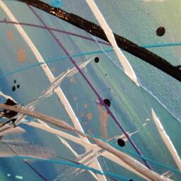 Modern Abstract Oil Painting - Metallic Wall Artwork, Extra Large Canvas Decor With Shimmering Elements - thumbnail 4