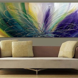 Modern Abstract Oil Painting - Metallic Wall Artwork, Extra Large Canvas Decor With Shimmering Elements - thumbnail 3