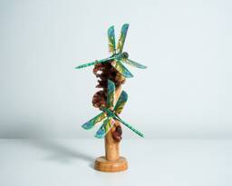 Couple Dragonfly Sculpture, Statue, Wood Carving, Unique Figurine, Fairy, Handmade, Garden Decoration, Engagement Gift, Gift For Mom - thumbnail 1