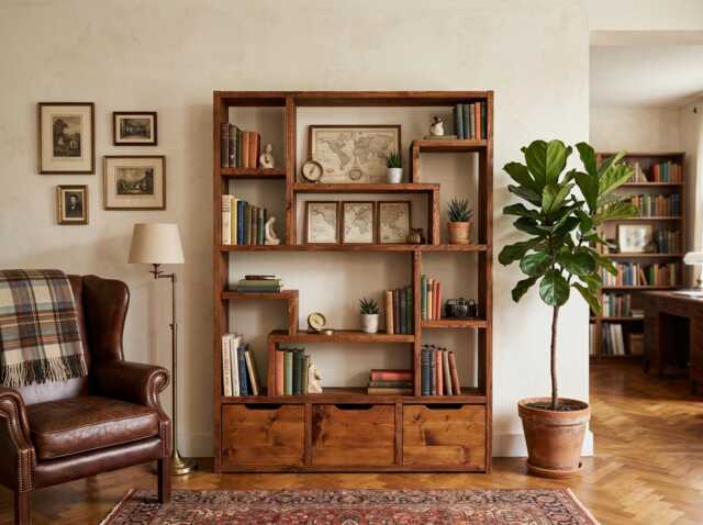 Reclaimed Wood Bookcase/Shelving Unit - Scaffold Furniture-3Dn - image 1