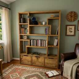 Reclaimed Wood Bookcase/Shelving Unit - Scaffold Furniture-3Dn - thumbnail 2