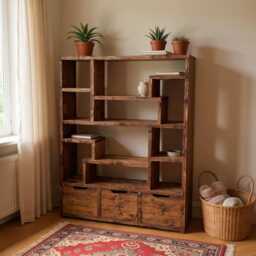 Reclaimed Wood Bookcase/Shelving Unit - Scaffold Furniture-3Dn - thumbnail 3