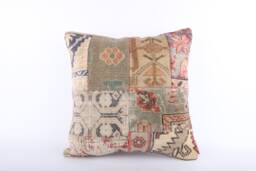 Handwoven Kilim Pillow Cover 20x20 Turkish Wool Cushion - thumbnail 1