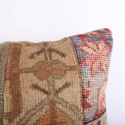 Handwoven Kilim Pillow Cover 20x20 Turkish Wool Cushion - thumbnail 3