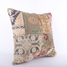 Handwoven Kilim Pillow Cover 20x20 Turkish Wool Cushion - thumbnail 2