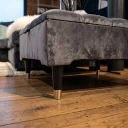 Handmade Grey Velvet Ottoman Bench, Storage Table Pouffe - thumbnail 4