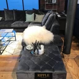 Handmade Grey Velvet Ottoman Bench, Storage Table Pouffe - thumbnail 3