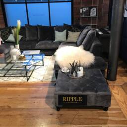 Handmade Grey Velvet Ottoman Bench, Storage Table Pouffe - thumbnail 2