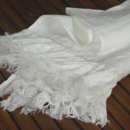Ruffled Linen Guest Towel Ivory White Flax Hand Towel in Shabby Chic Style - thumbnail 4