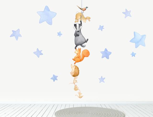 Woodland Animal Wall Decals For Baby & Kids Rooms - Peel Stick Fabric Stickers Boho Nursery Decor - image 1