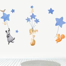 Woodland Animal Wall Decals For Baby & Kids Rooms - Peel Stick Fabric Stickers Boho Nursery Decor - thumbnail 3