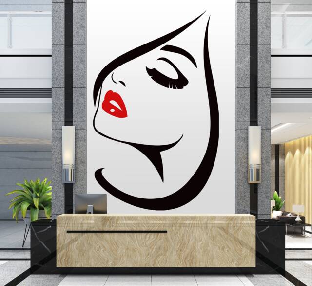 Woman Face Vinyl Wall Decal Beauty Salon Decor T63 - image 1