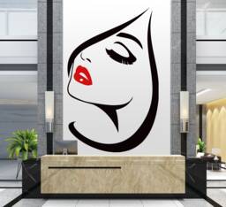 Woman Face Vinyl Wall Decal Beauty Salon Decor T63 - thumbnail 1